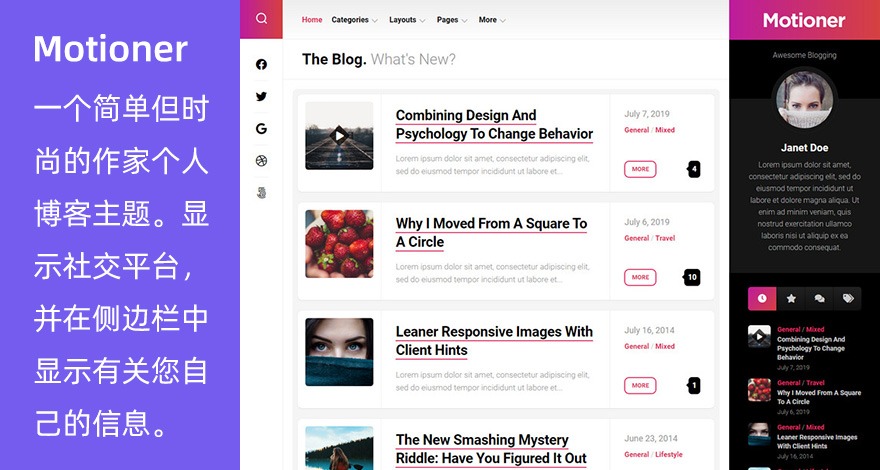 WordPress 免费博客主题 Motioner